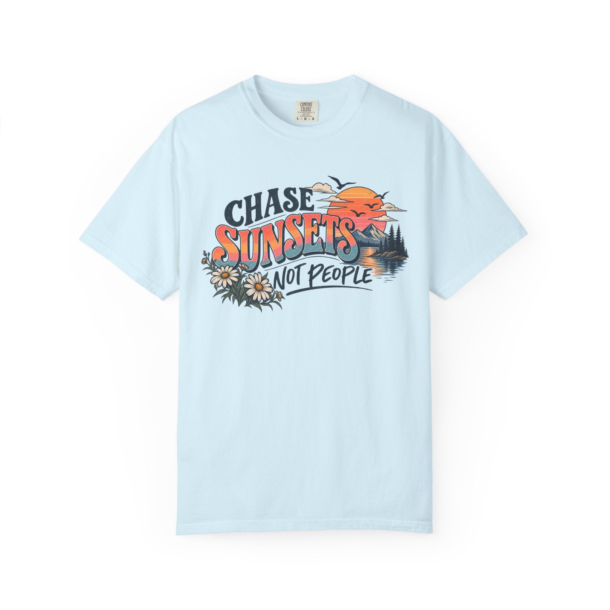 Chase Sunsets Not People Shirt – Retro Nature Graphic Tee