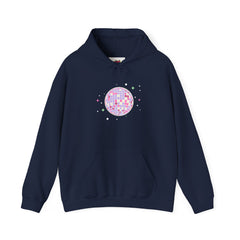 Pink Disco Ball Hoodie — Retro Glitter Party Sweatshirt