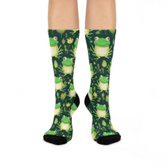 Frog Print Cushioned Crew Socks