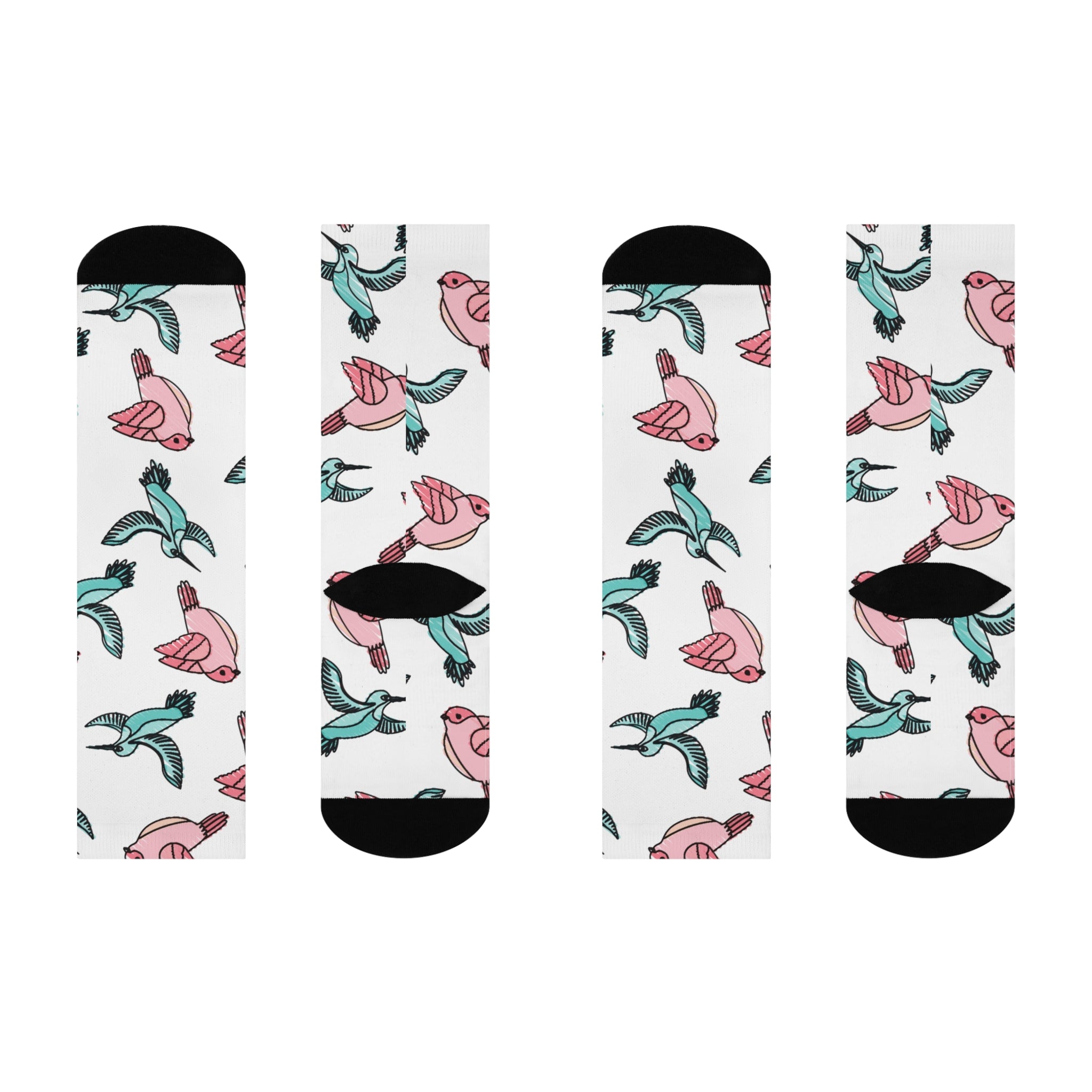 Bird Print Cushioned Crew Socks
