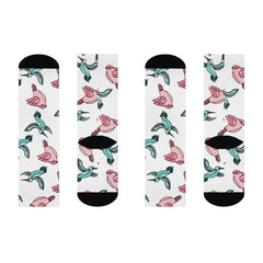 Bird Print Cushioned Crew Socks
