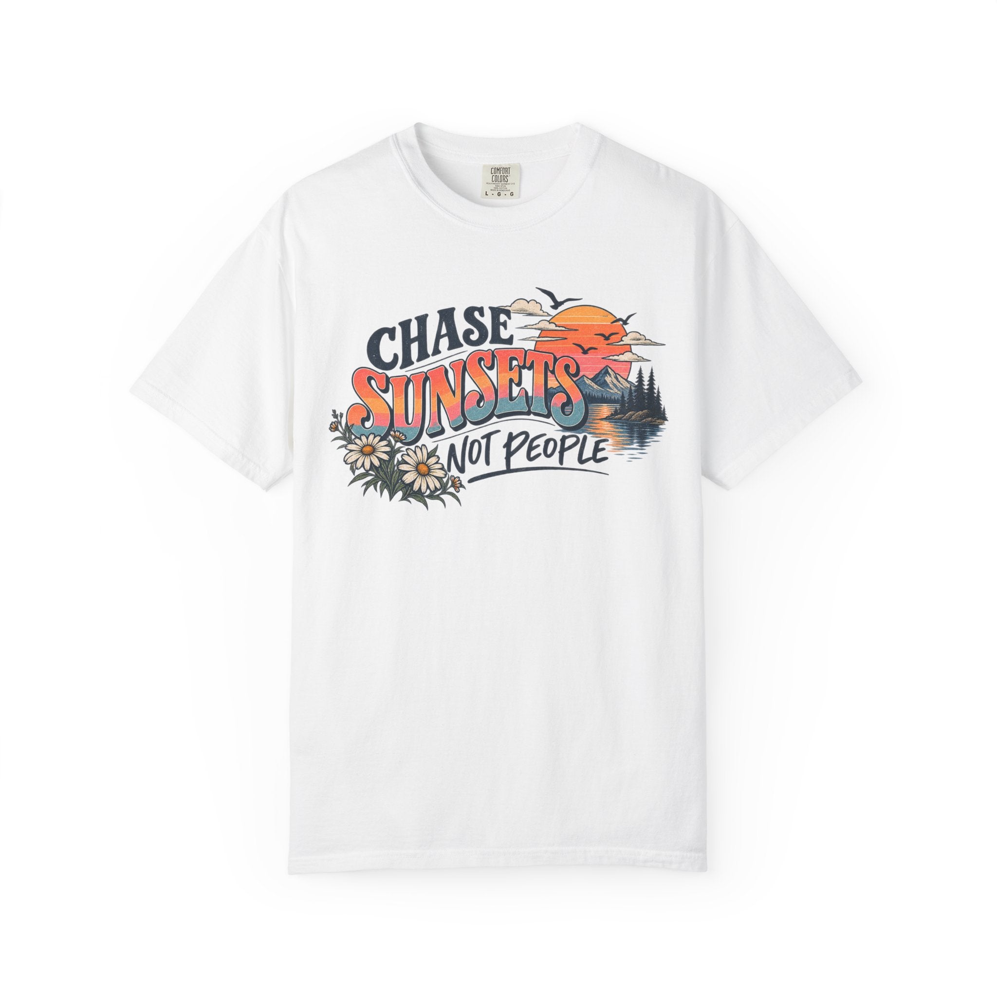 Chase Sunsets Not People Shirt – Retro Nature Graphic Tee