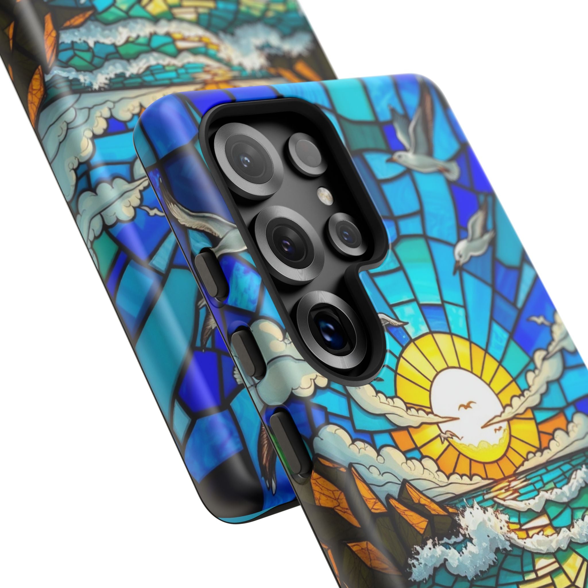 Beach Phone Case Samsung Ocean Sunset Phone Cover Stained Glass Phone Case Seascape Art for Beach Lovers Gift Coastal Vibe Accessory