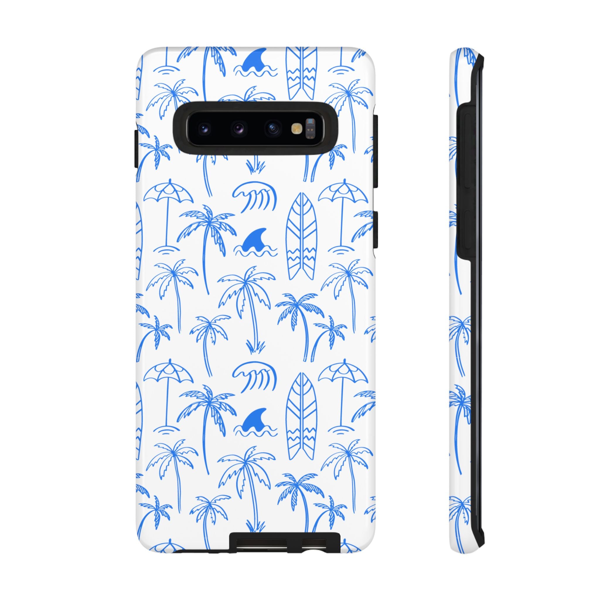 Tropical Beach Phone Case for iPhone, Samsung Galaxy, Google Pixel Palm Trees and Surfboards Design, Coastal Style, Durable Protection