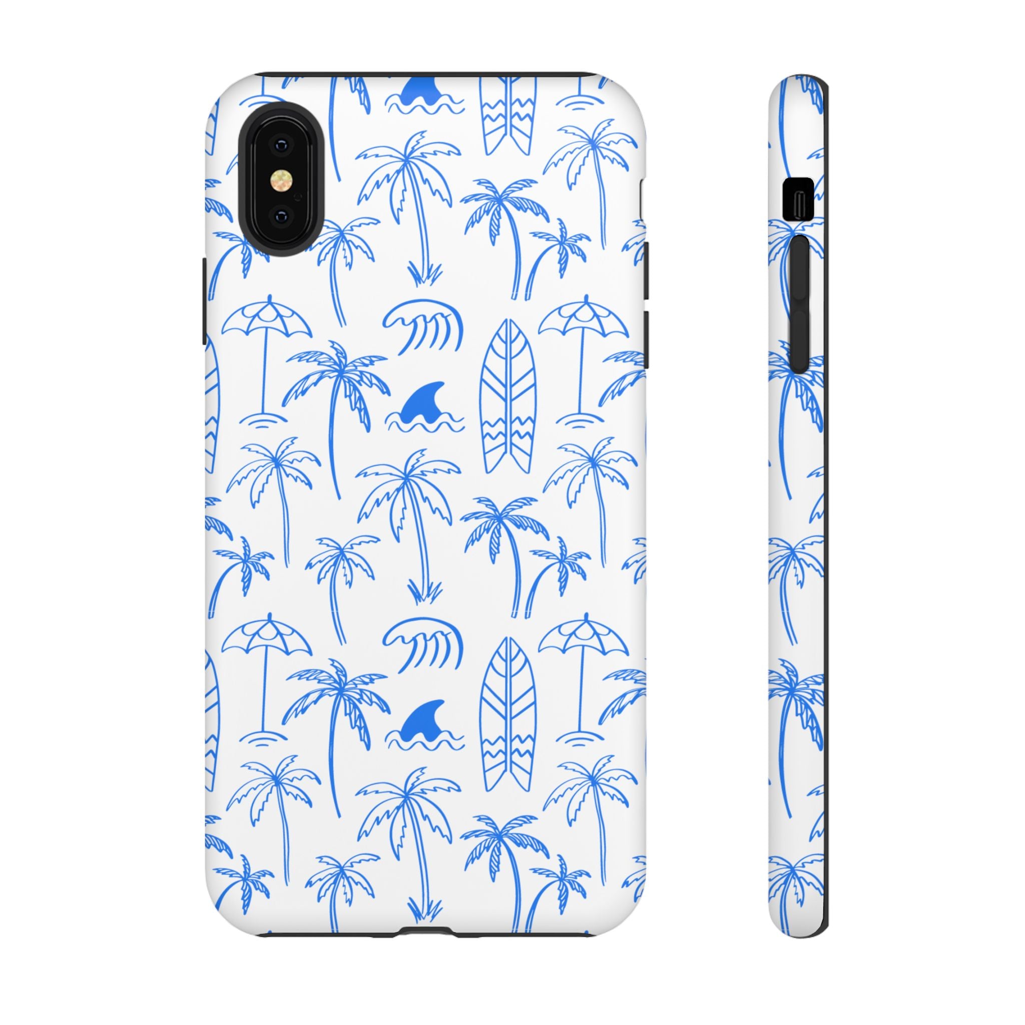 Tropical Beach Phone Case for iPhone, Samsung Galaxy, Google Pixel Palm Trees and Surfboards Design, Coastal Style, Durable Protection