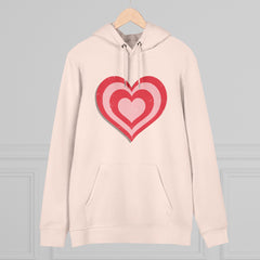 Retro Heart Hoodie in Pink and Red Unisex Cruiser Hoodie