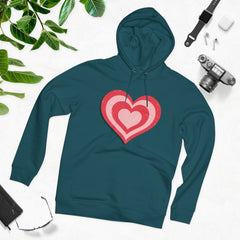 Retro Heart Hoodie in Pink and Red Unisex Cruiser Hoodie