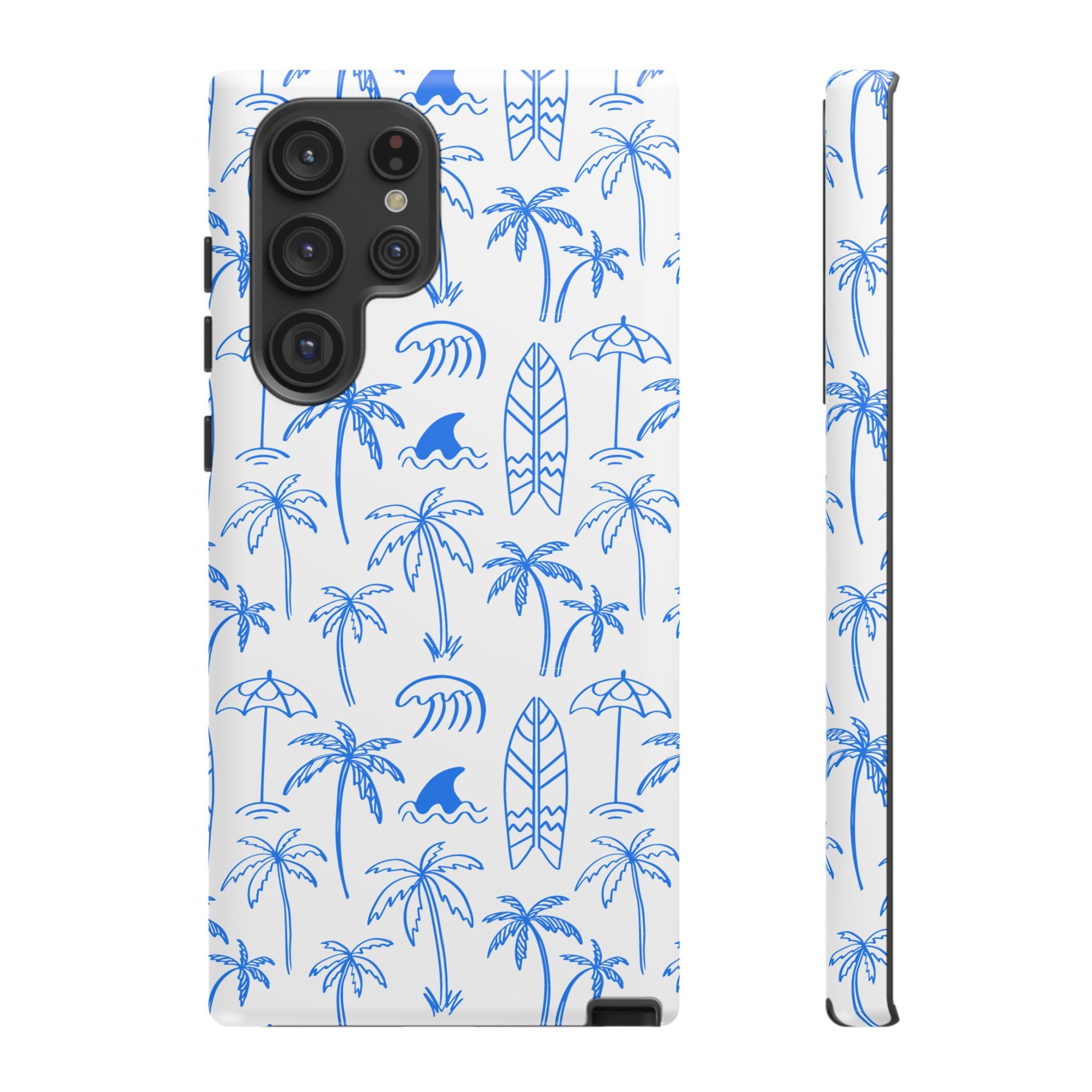 Tropical Beach Phone Case for iPhone, Samsung Galaxy, Google Pixel Palm Trees and Surfboards Design, Coastal Style, Durable Protection