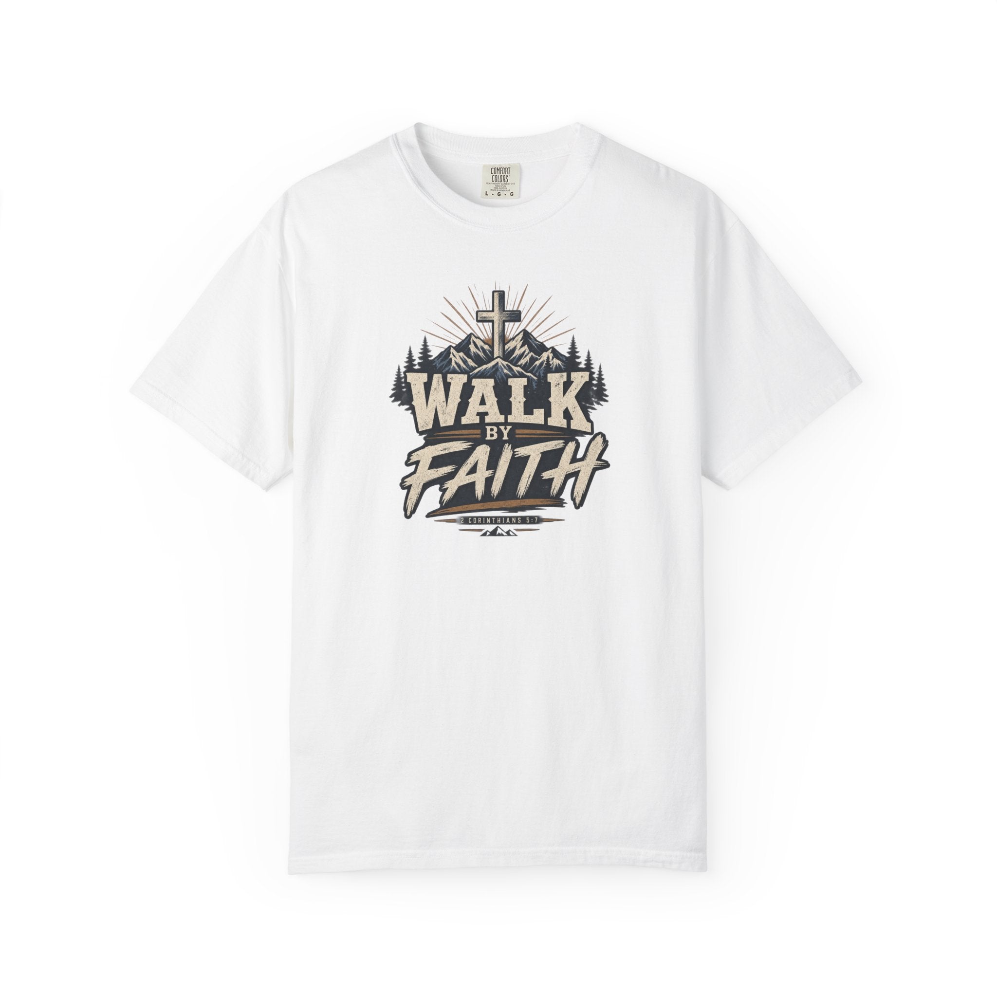 Walk by Faith Shirt – 2 Corinthians 5:7 Christian Graphic Tee