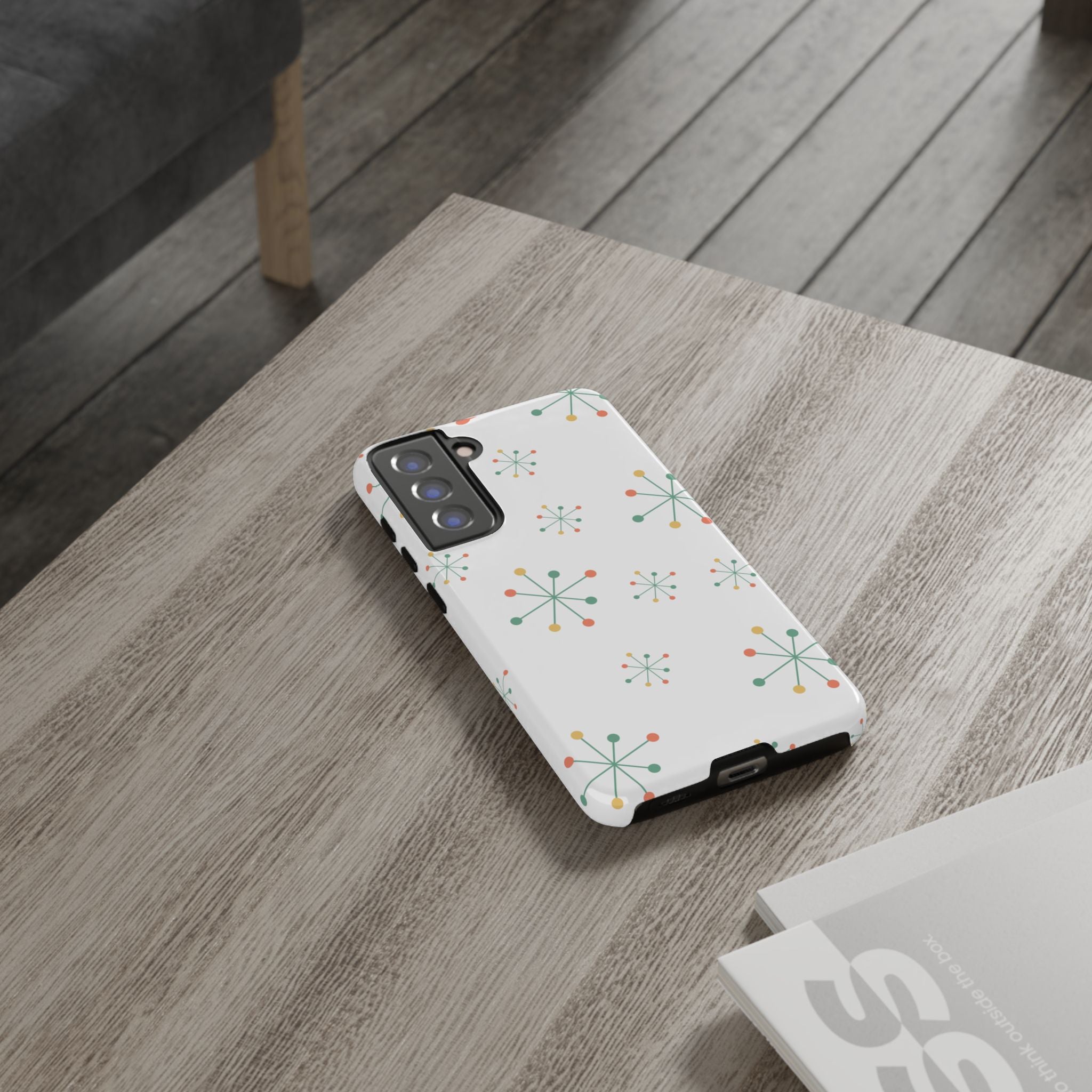 Mid-Century Modern Phone Case for iPhone, Samsung Galaxy, Google Pixel Retro Atomic Starburst Design, Durable Protection, Vintage Style