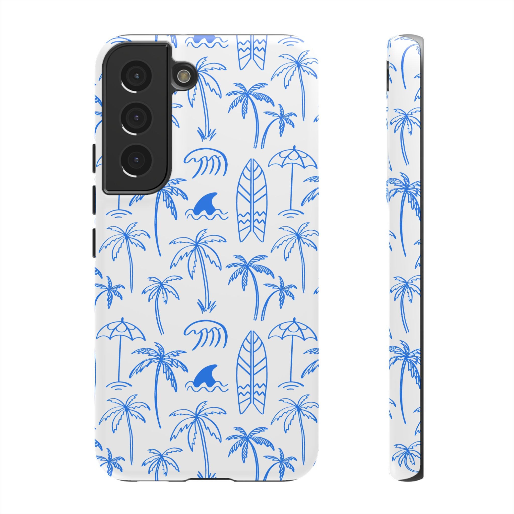 Tropical Beach Phone Case for iPhone, Samsung Galaxy, Google Pixel Palm Trees and Surfboards Design, Coastal Style, Durable Protection