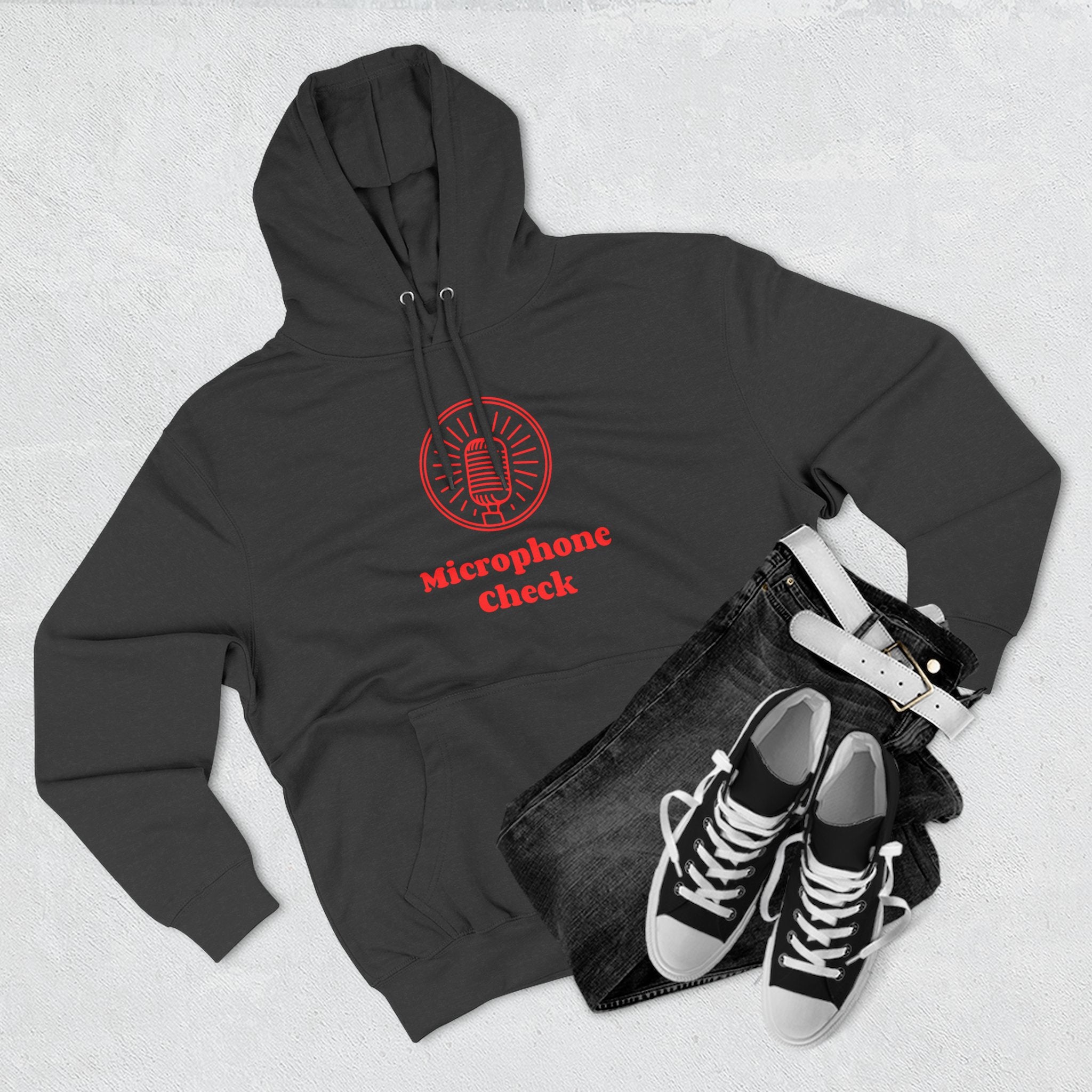 Microphone Check Three-Panel Fleece Hoodie