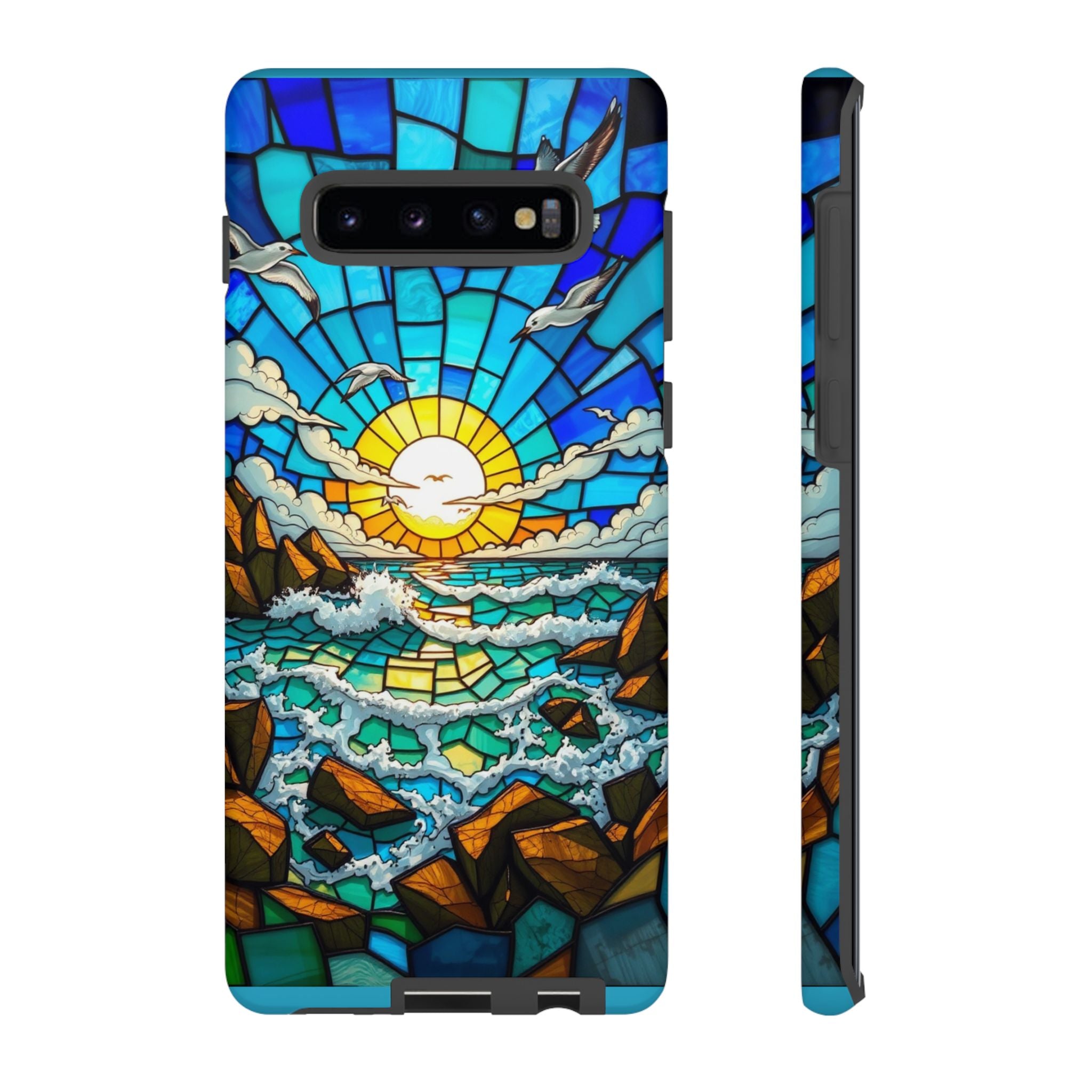 Beach Phone Case Samsung Ocean Sunset Phone Cover Stained Glass Phone Case Seascape Art for Beach Lovers Gift Coastal Vibe Accessory