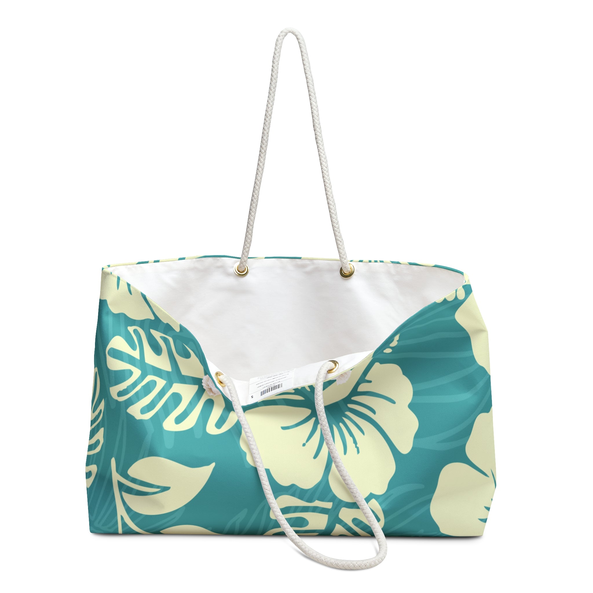 Teal Tropical Hibiscus Weekender Bag