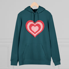 Retro Heart Hoodie in Pink and Red Unisex Cruiser Hoodie