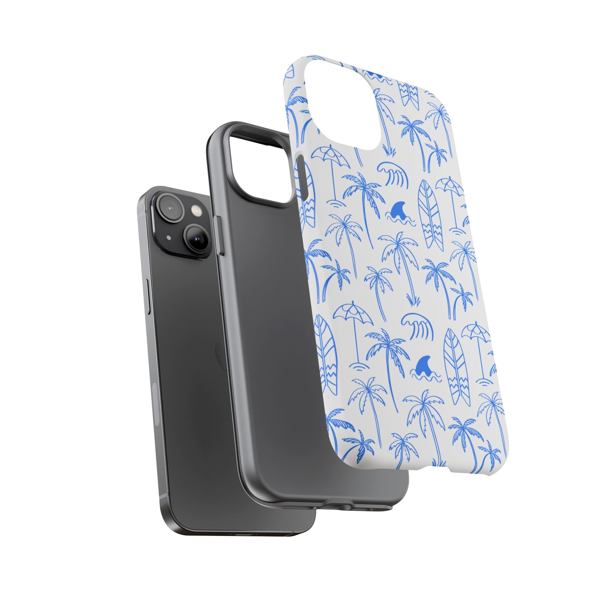 Tropical Beach Phone Case for iPhone, Samsung Galaxy, Google Pixel Palm Trees and Surfboards Design, Coastal Style, Durable Protection