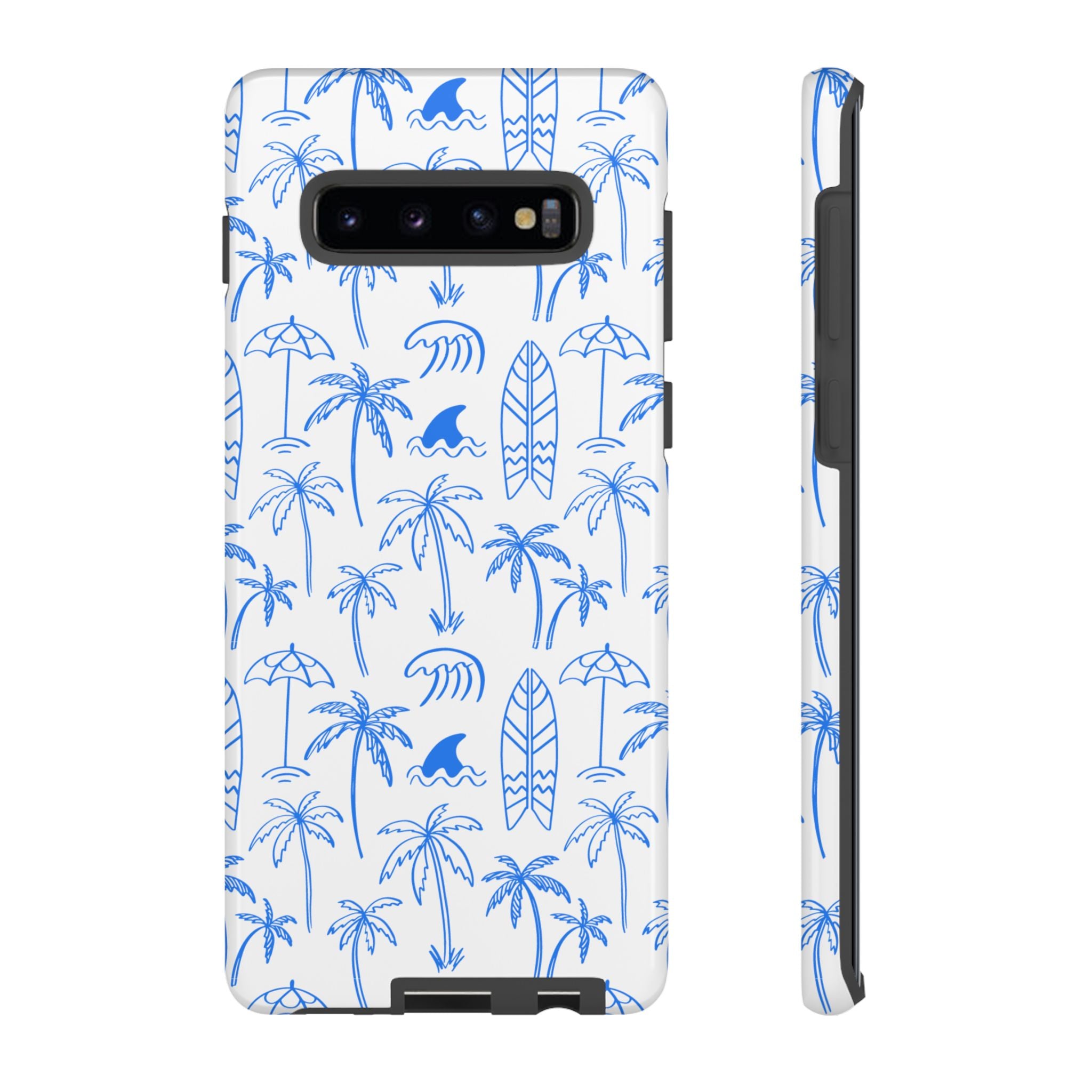 Tropical Beach Phone Case for iPhone, Samsung Galaxy, Google Pixel Palm Trees and Surfboards Design, Coastal Style, Durable Protection