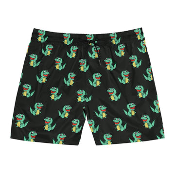 Black shorts with green cartoon frog pattern on a white background