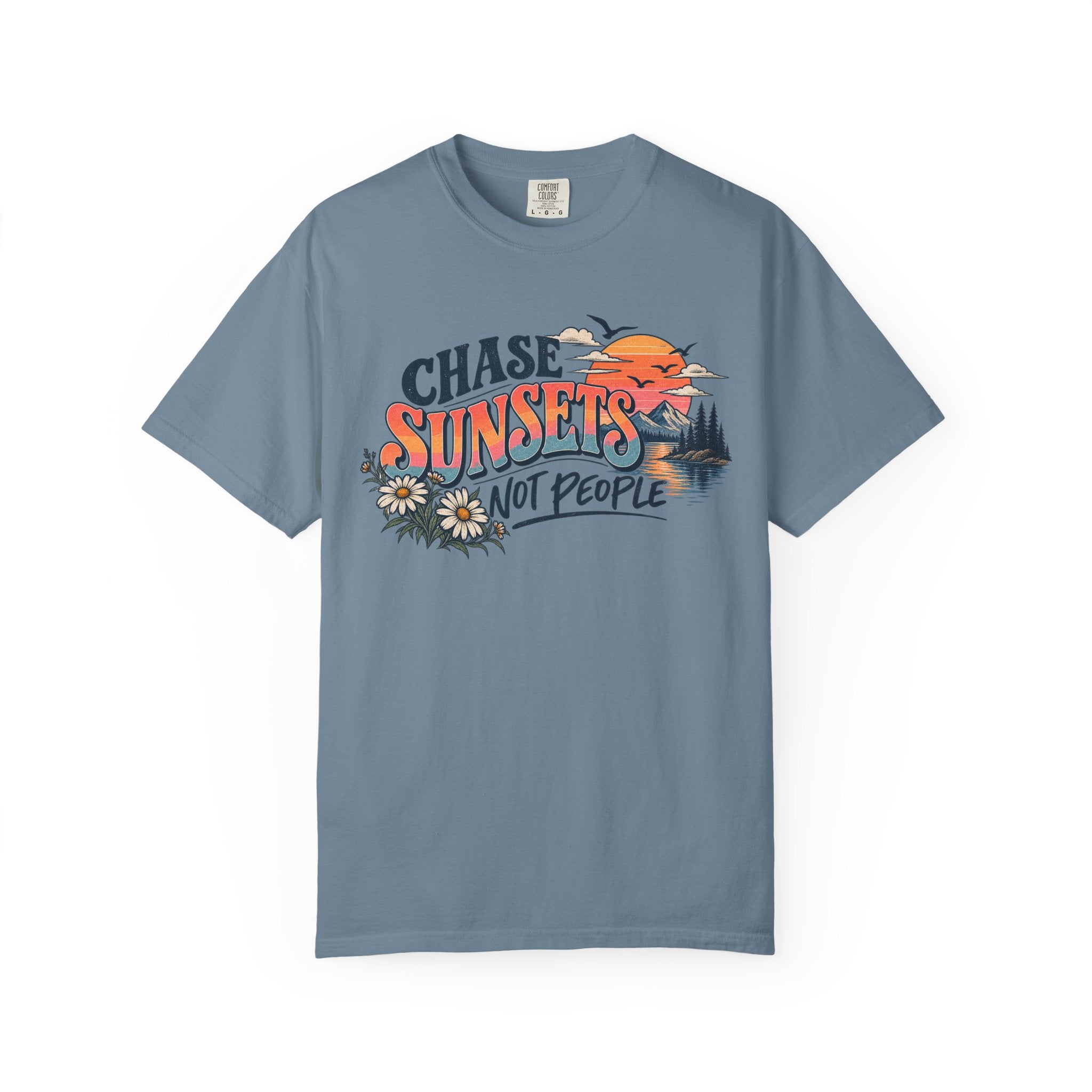 Chase Sunsets Not People Shirt – Retro Nature Graphic Tee