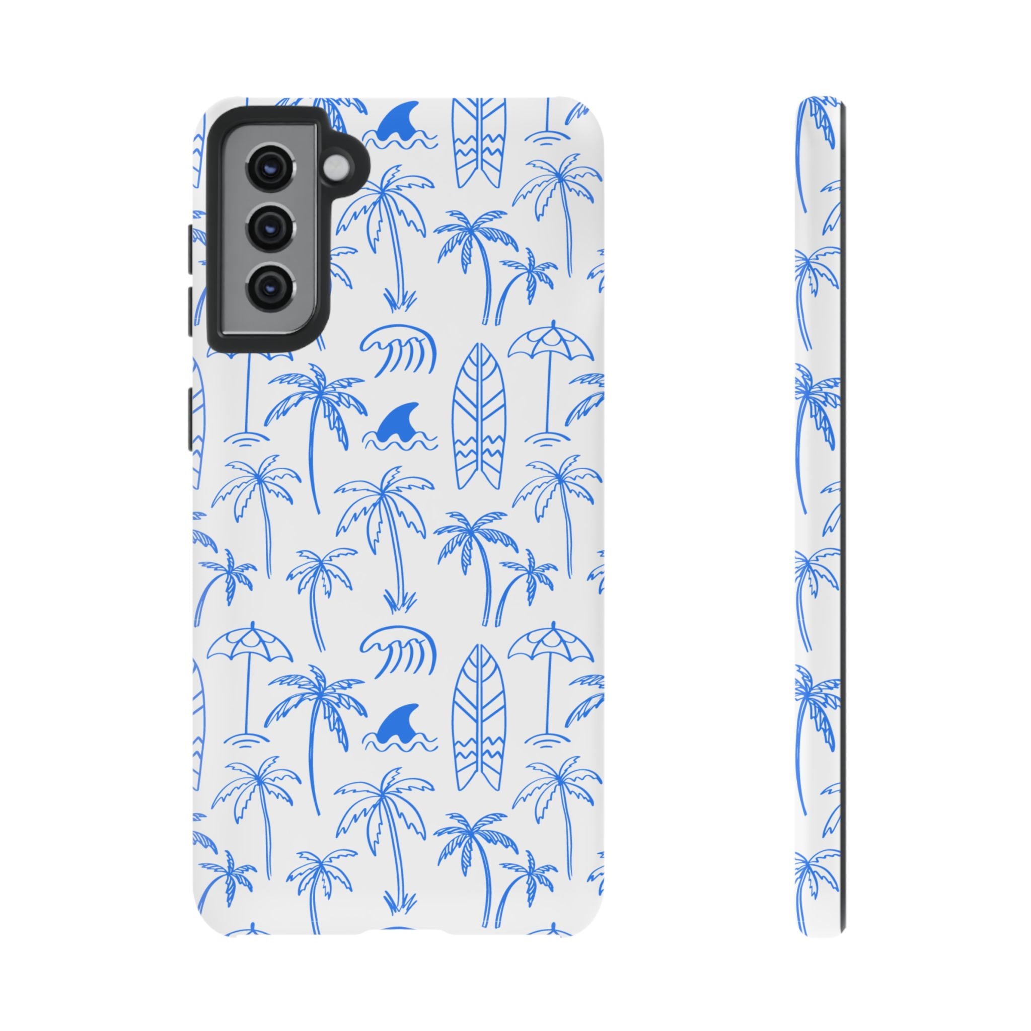 Tropical Beach Phone Case for iPhone, Samsung Galaxy, Google Pixel Palm Trees and Surfboards Design, Coastal Style, Durable Protection