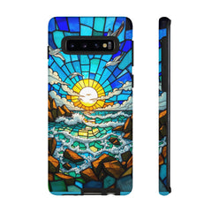 Beach Phone Case Samsung Ocean Sunset Phone Cover Stained Glass Phone Case Seascape Art for Beach Lovers Gift Coastal Vibe Accessory