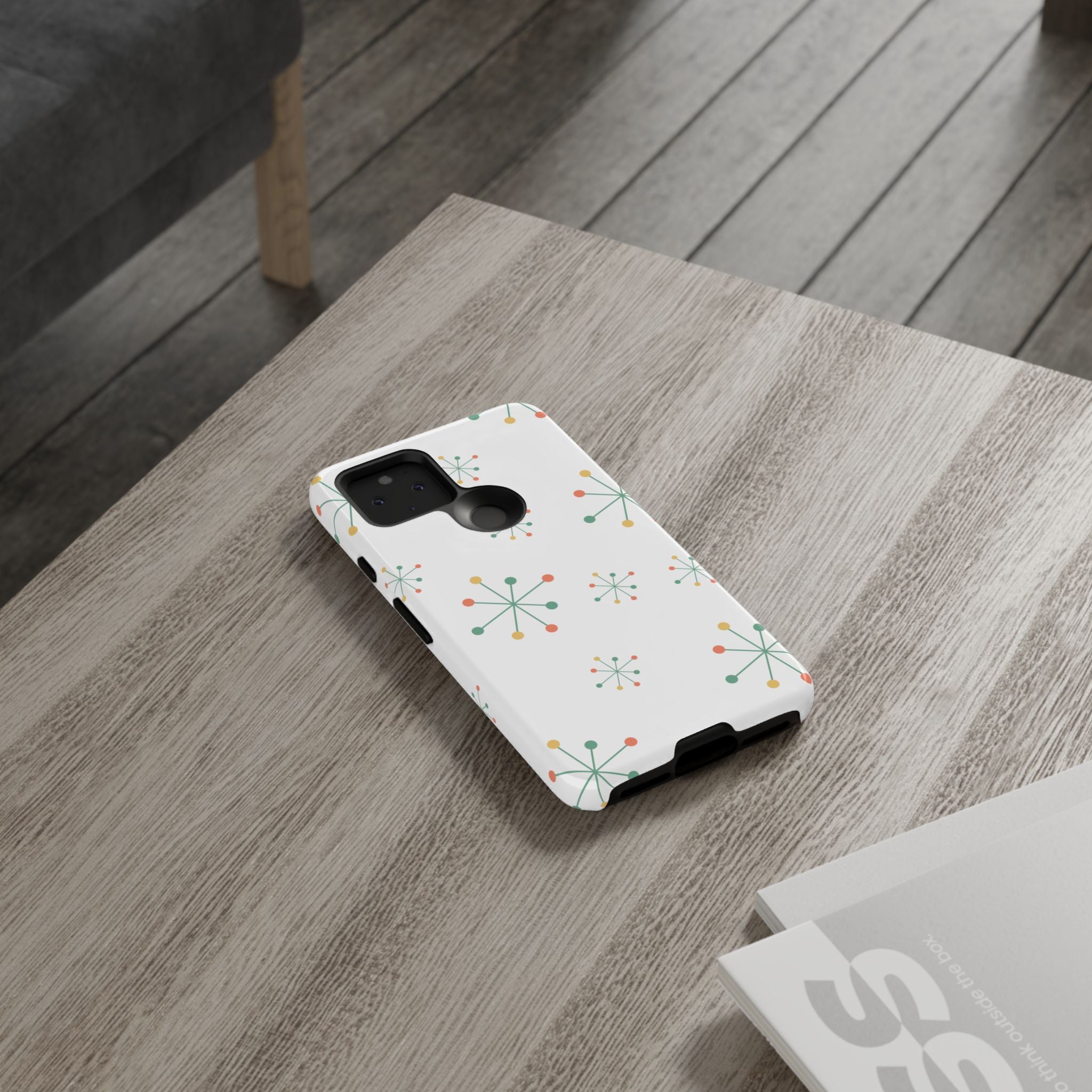 Mid-Century Modern Phone Case for iPhone, Samsung Galaxy, Google Pixel Retro Atomic Starburst Design, Durable Protection, Vintage Style