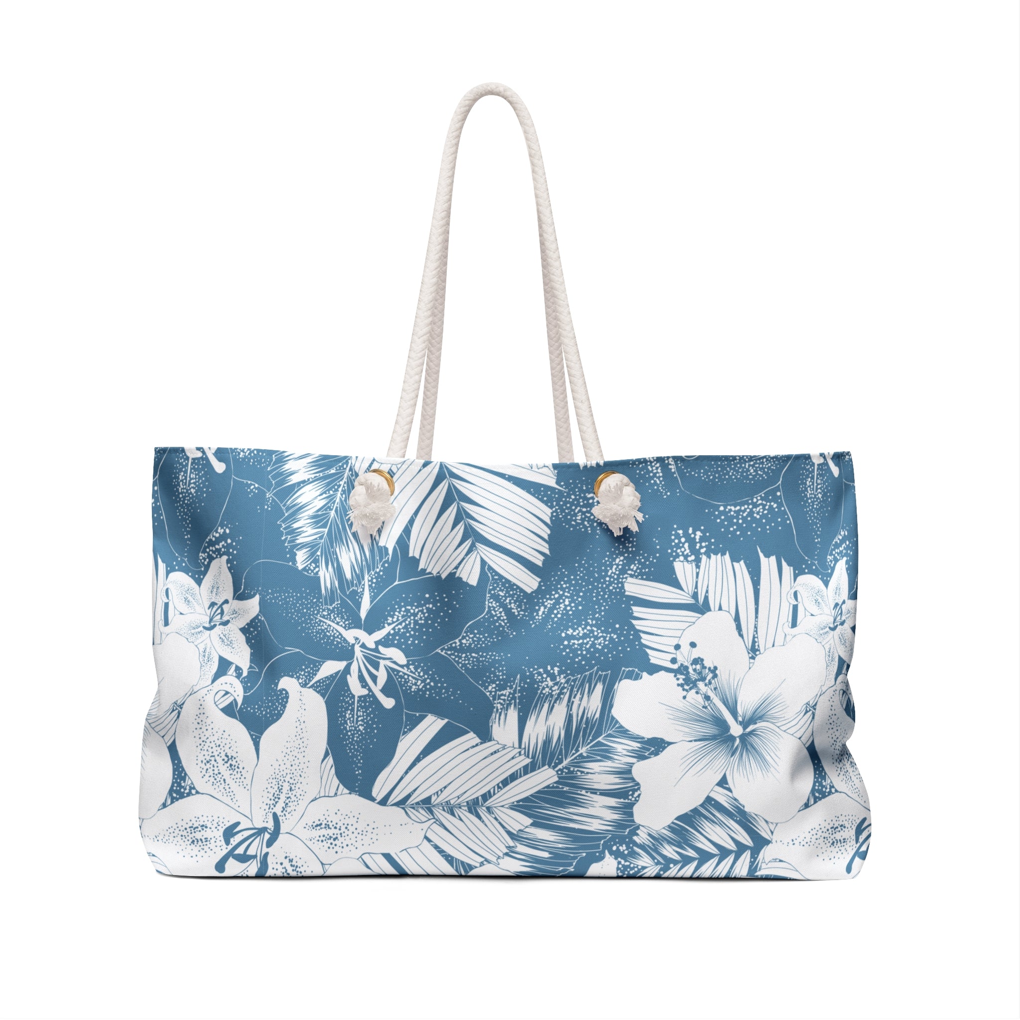 Blue Tropical Floral Weekender Bag
