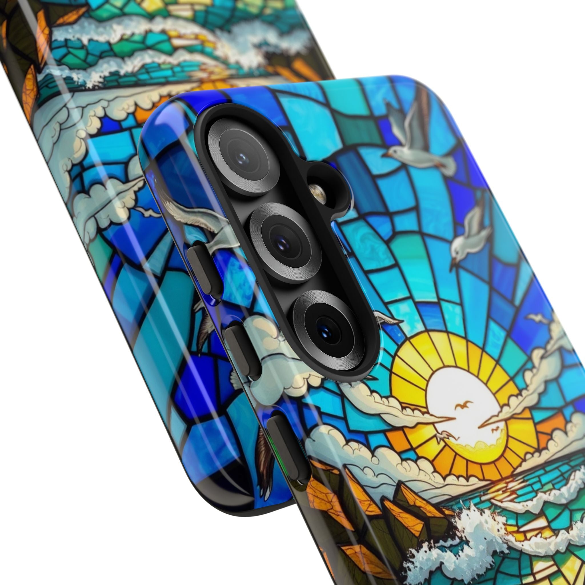 Beach Phone Case Samsung Ocean Sunset Phone Cover Stained Glass Phone Case Seascape Art for Beach Lovers Gift Coastal Vibe Accessory