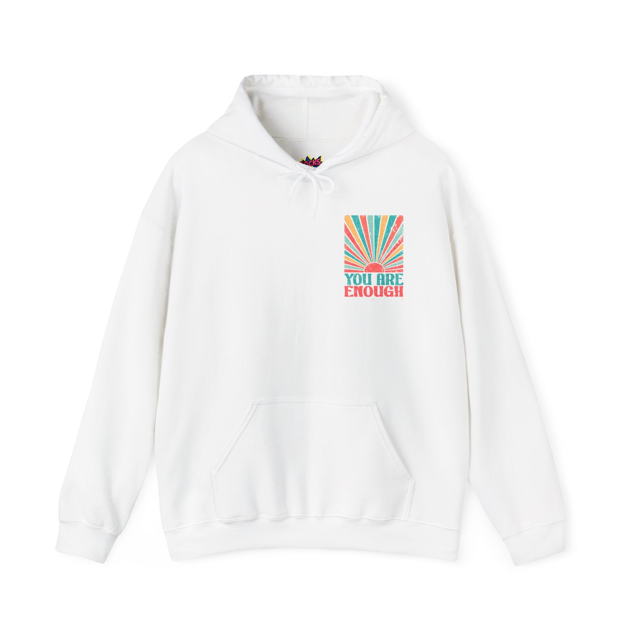 You Are Enough Hoodie – Retro Sunrise Positive Affirmation Sweatshirt