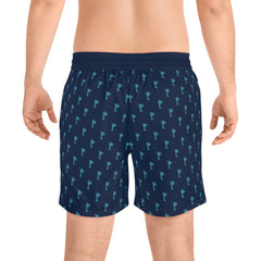 Men's Swim Shorts with Palm Tree Pattern | Lightweight Mid-Length Swim Trunks