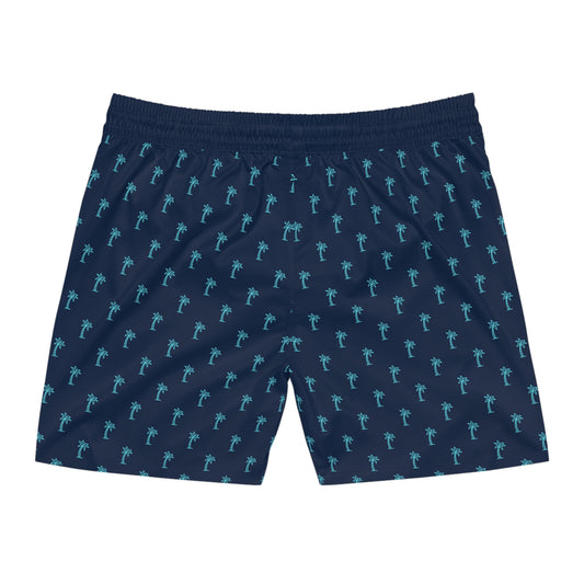 Men's Swim Shorts with Palm Tree Pattern | Lightweight Mid-Length Swim Trunks