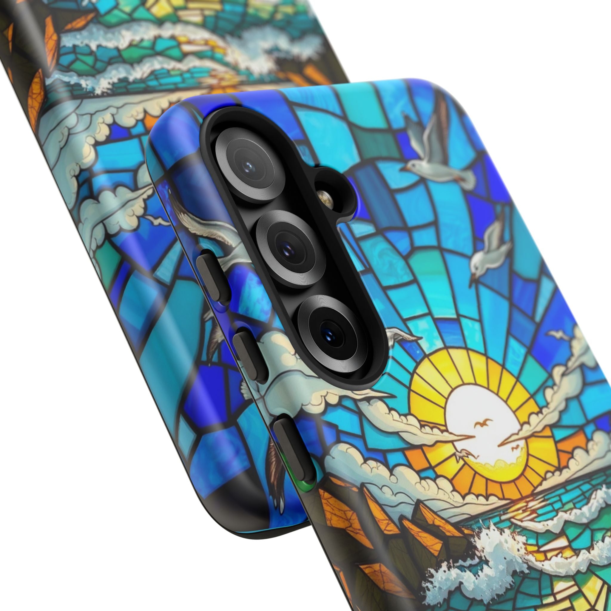 Beach Phone Case Samsung Ocean Sunset Phone Cover Stained Glass Phone Case Seascape Art for Beach Lovers Gift Coastal Vibe Accessory