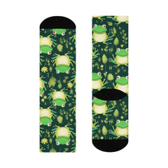 Frog Print Cushioned Crew Socks