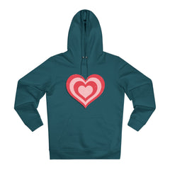 Retro Heart Hoodie in Pink and Red Unisex Cruiser Hoodie