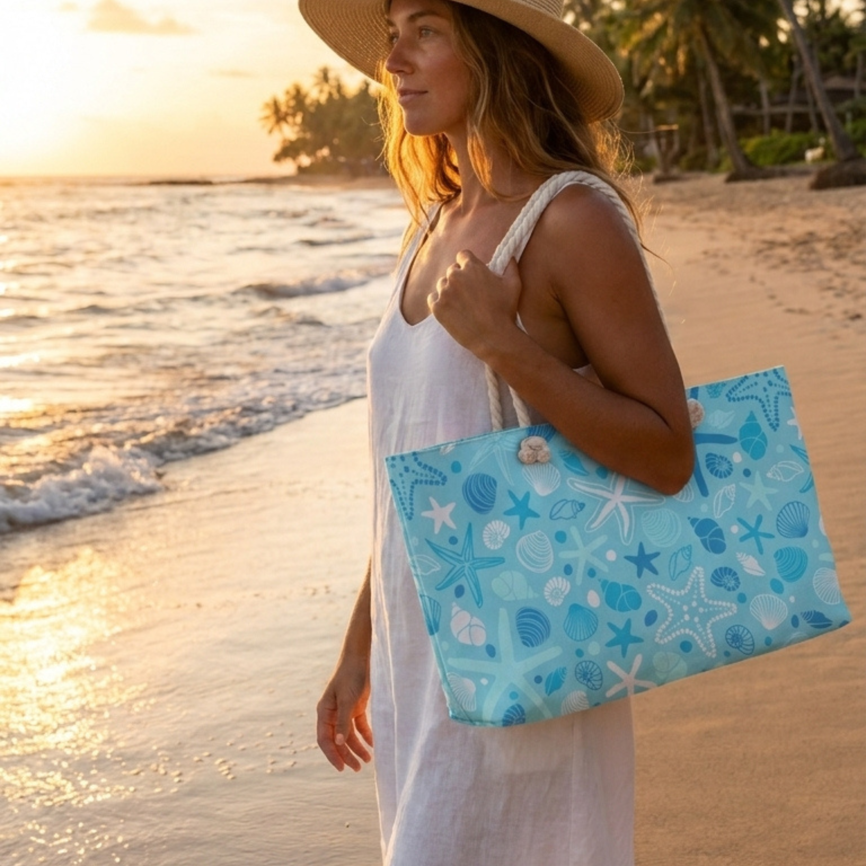 Turquoise Seashell Weekender Bag