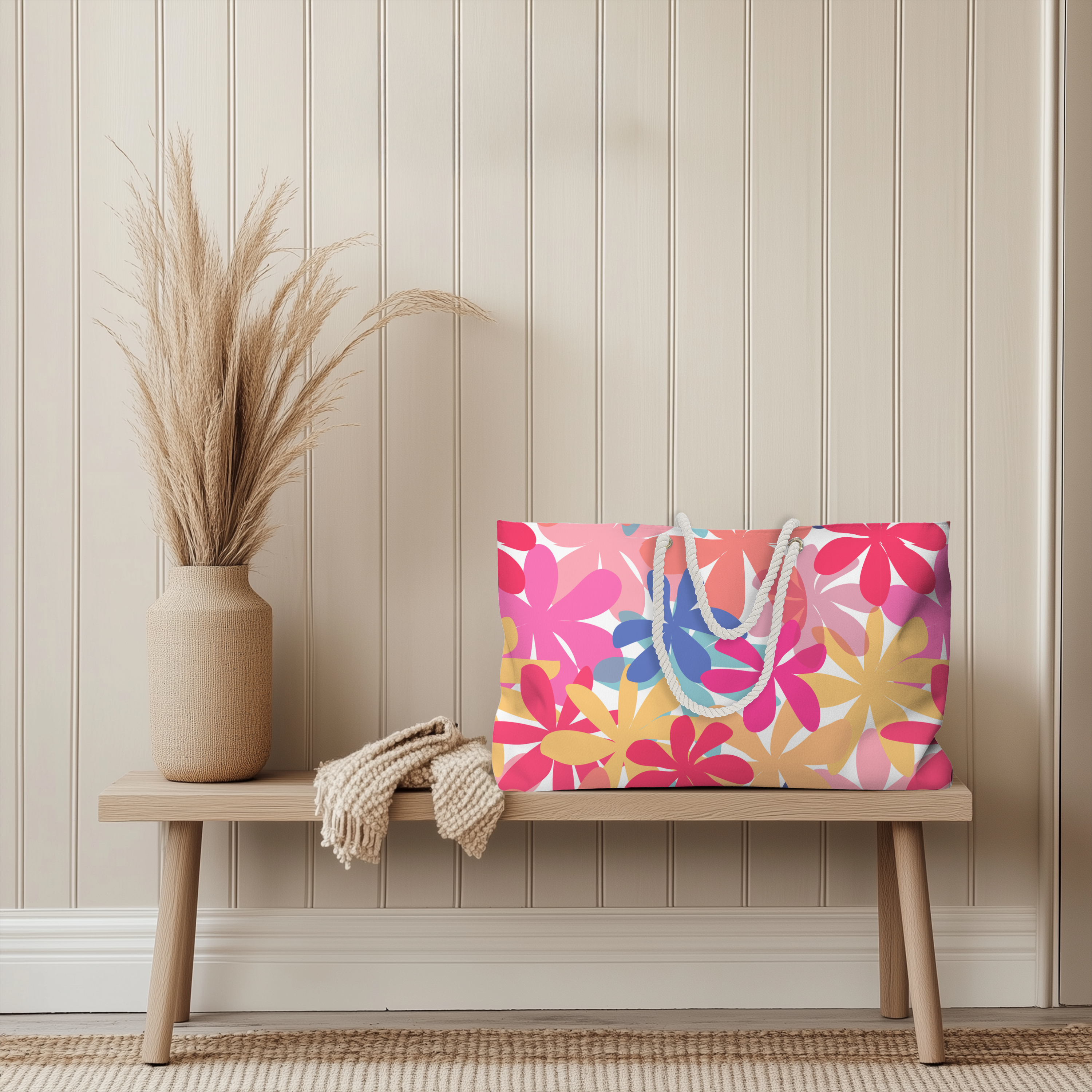 Colorful Floral Weekender Bag