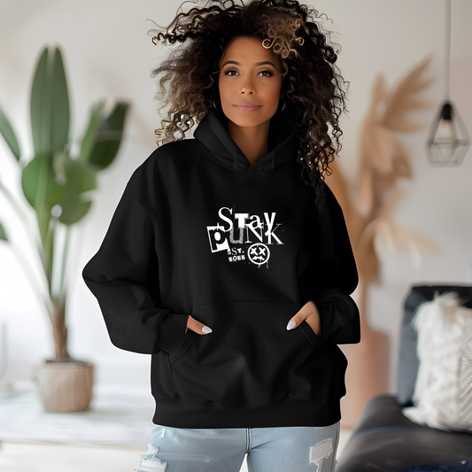 Stay Punk Graphic Hoodie – Rebel Red or Classic Black – Unisex