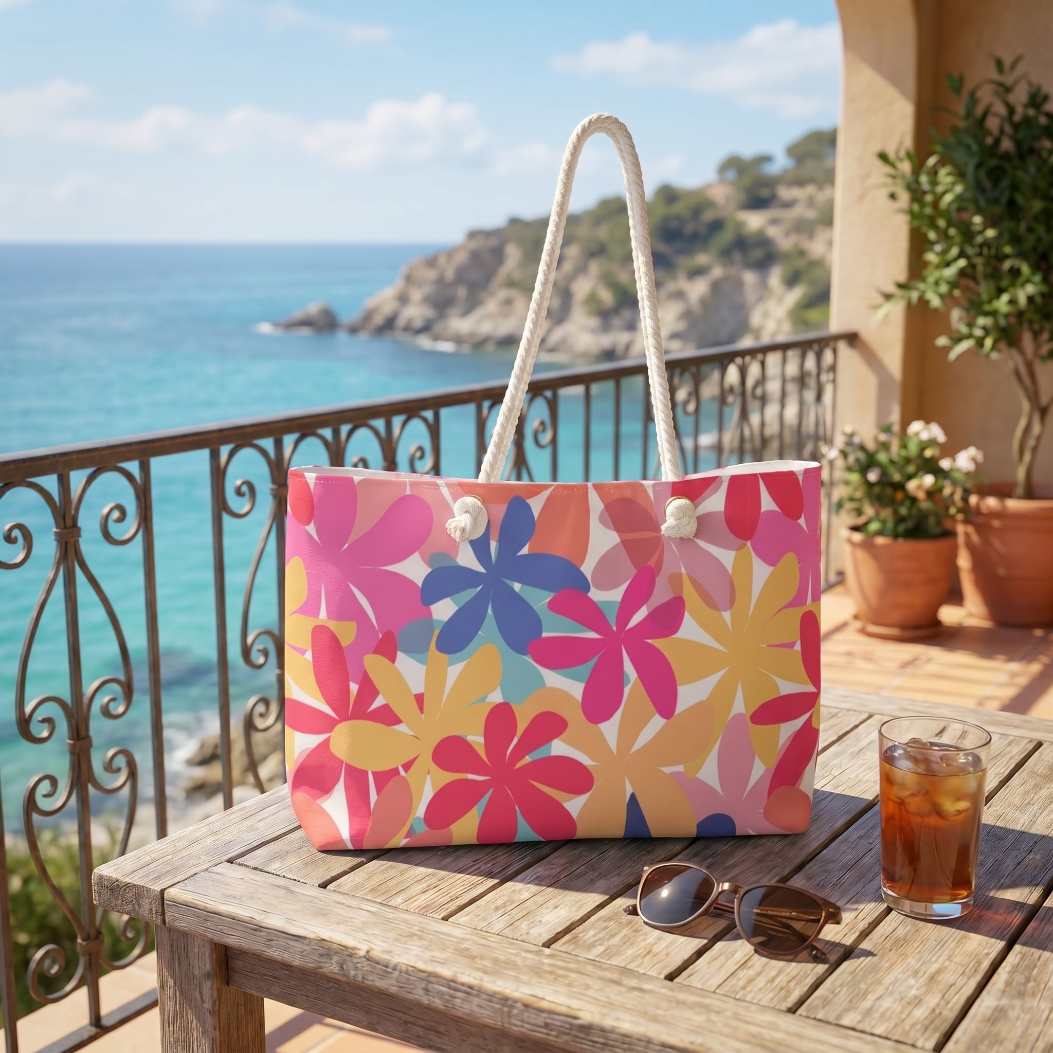 Colorful Floral Weekender Bag