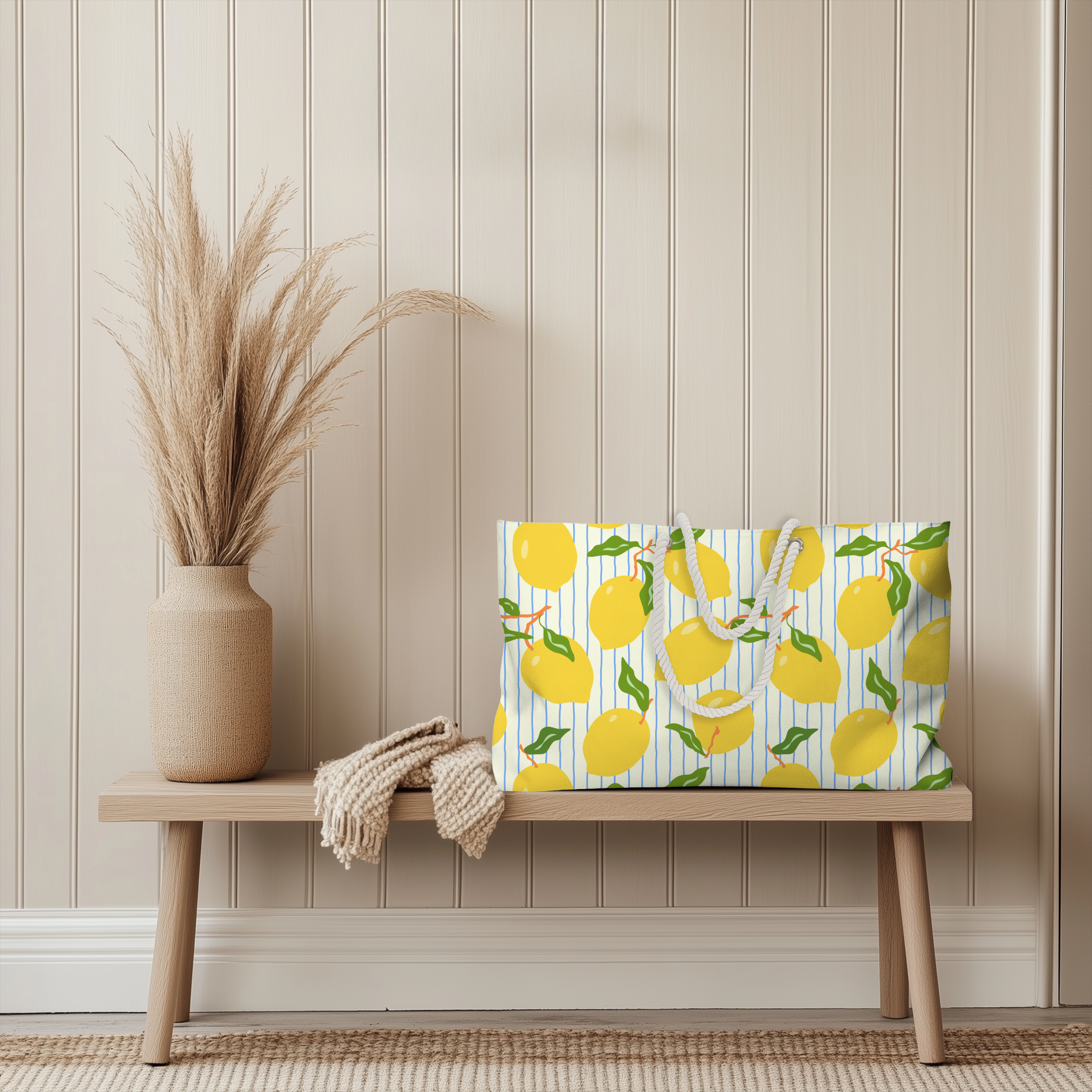 Lemon Print Weekender Bag