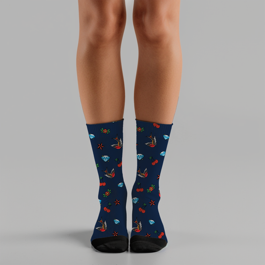 Old School Tattoo Socks Retro Ink Style Crew Socks Unique Gift for Tattoo Lovers