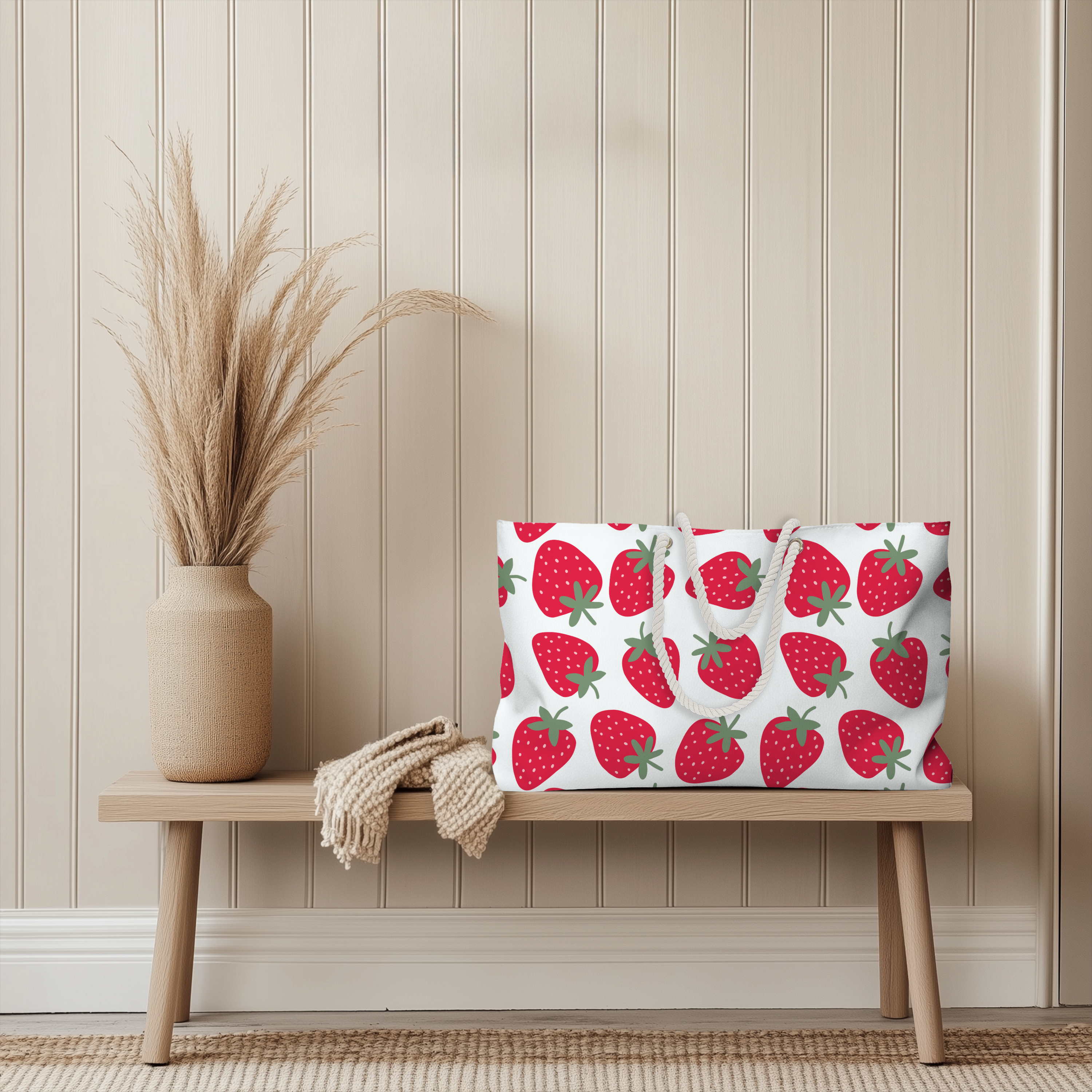 Strawberry Print Weekender Bag