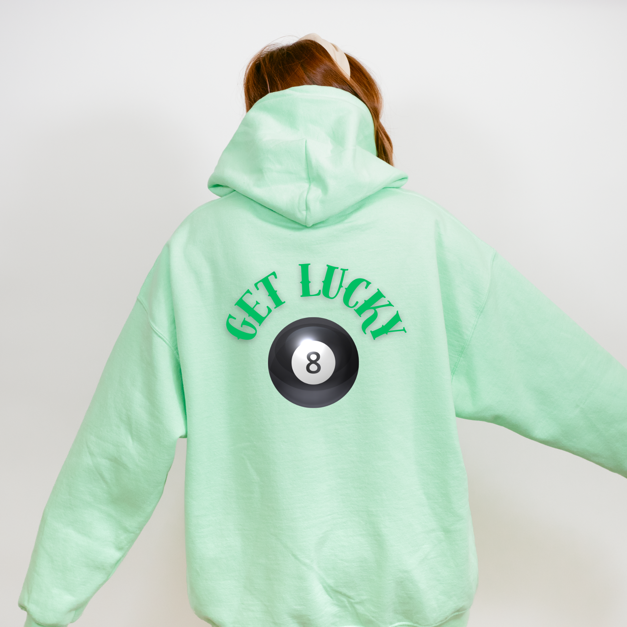 Mint Green 8-Ball Hoodie – Unisex Lucky Graphic Sweatshirt