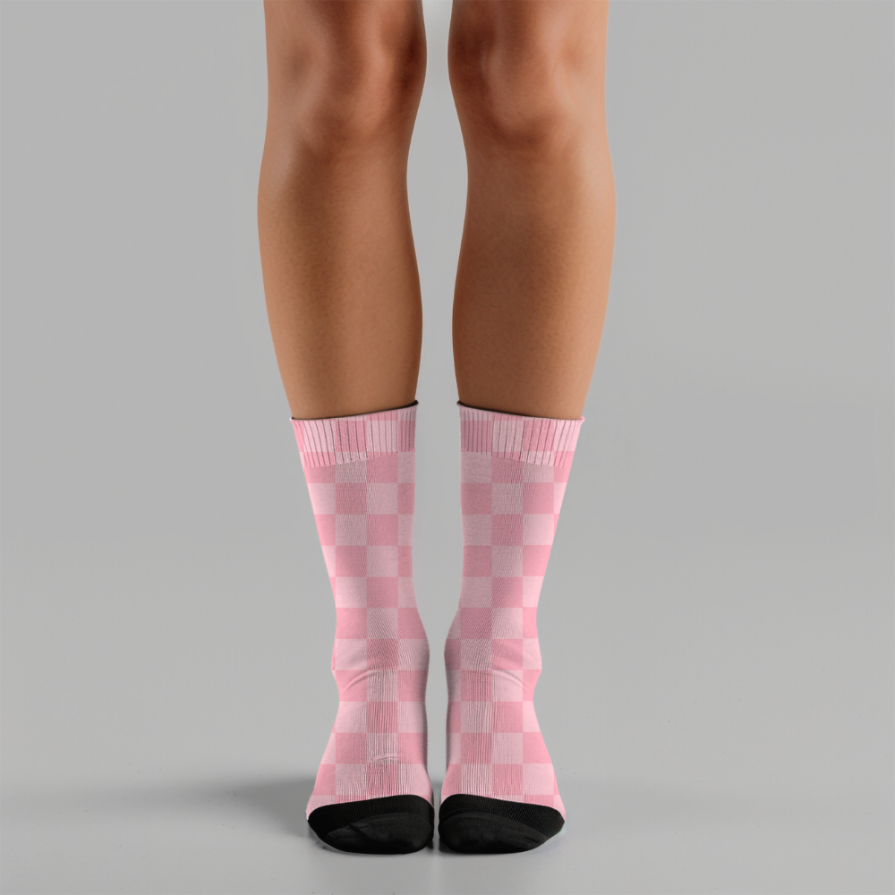 Pink Socks Checkered Unisex Crew Socks