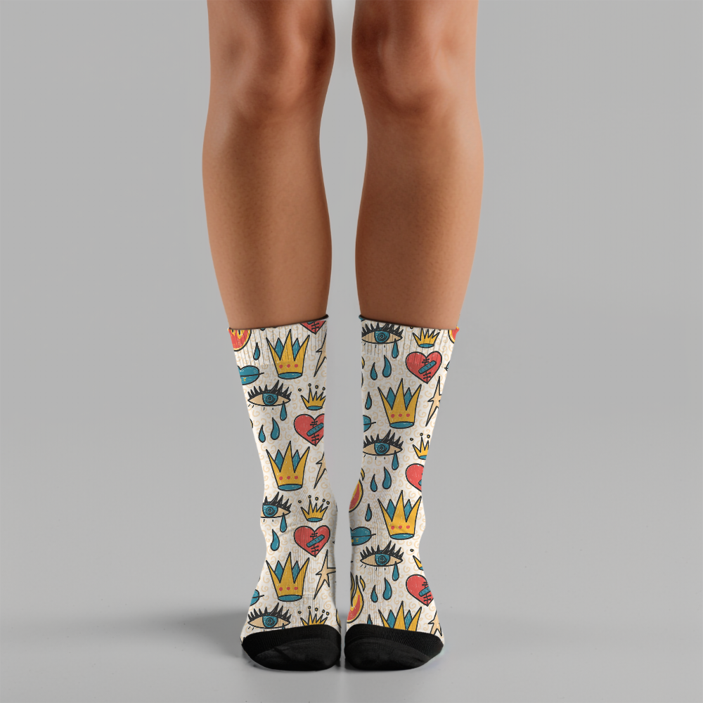 Retro Tattoo Pop Art Socks: Unisex Crew Socks for Ink Lovers