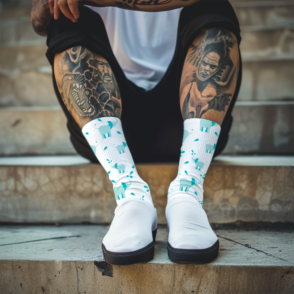 Elephant Socks – Cute Animal Print Crew Socks