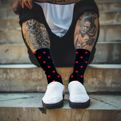 Valentine’s Day Black Heart Socks | Unisex Couples Gift