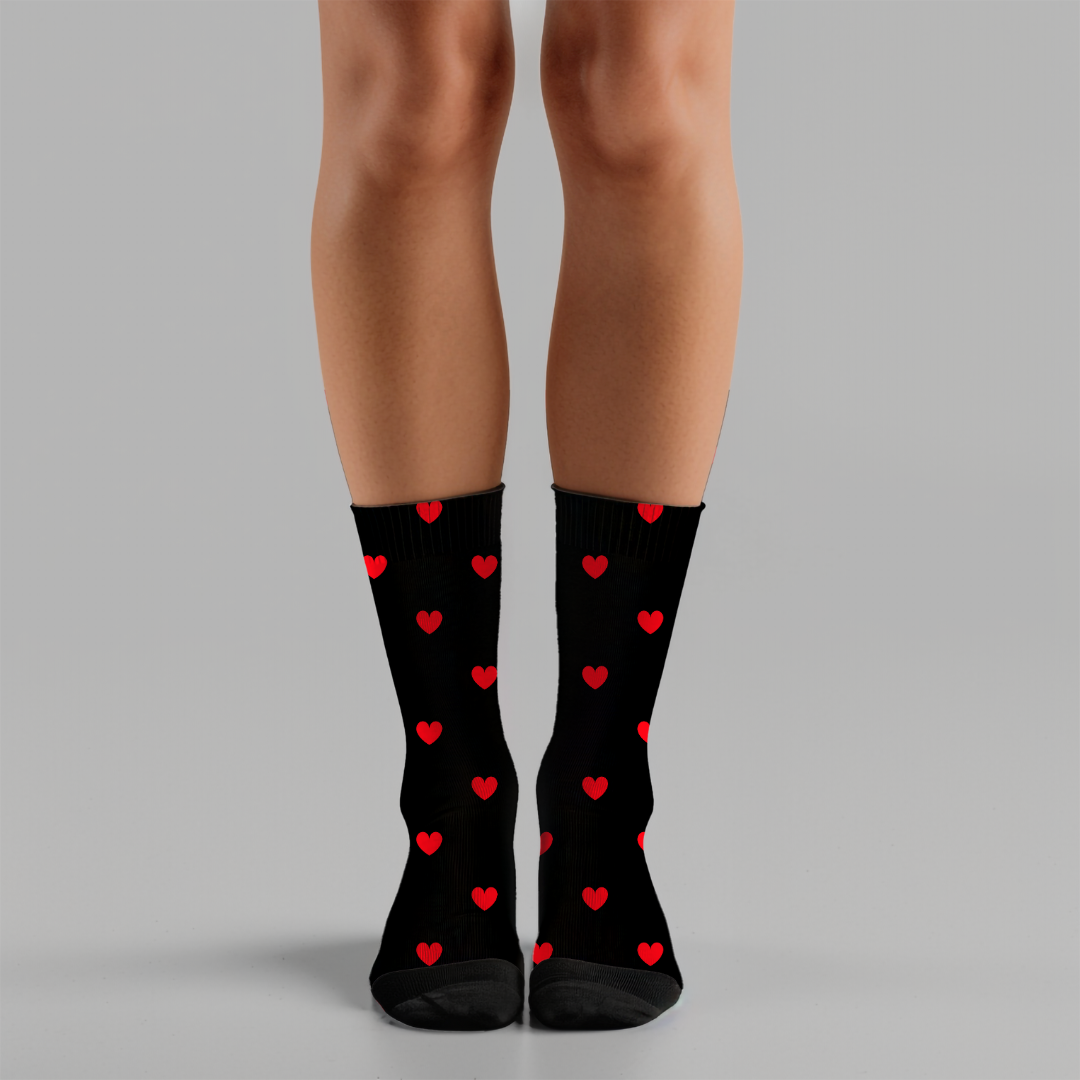 Valentine’s Day Black Heart Socks | Unisex Couples Gift