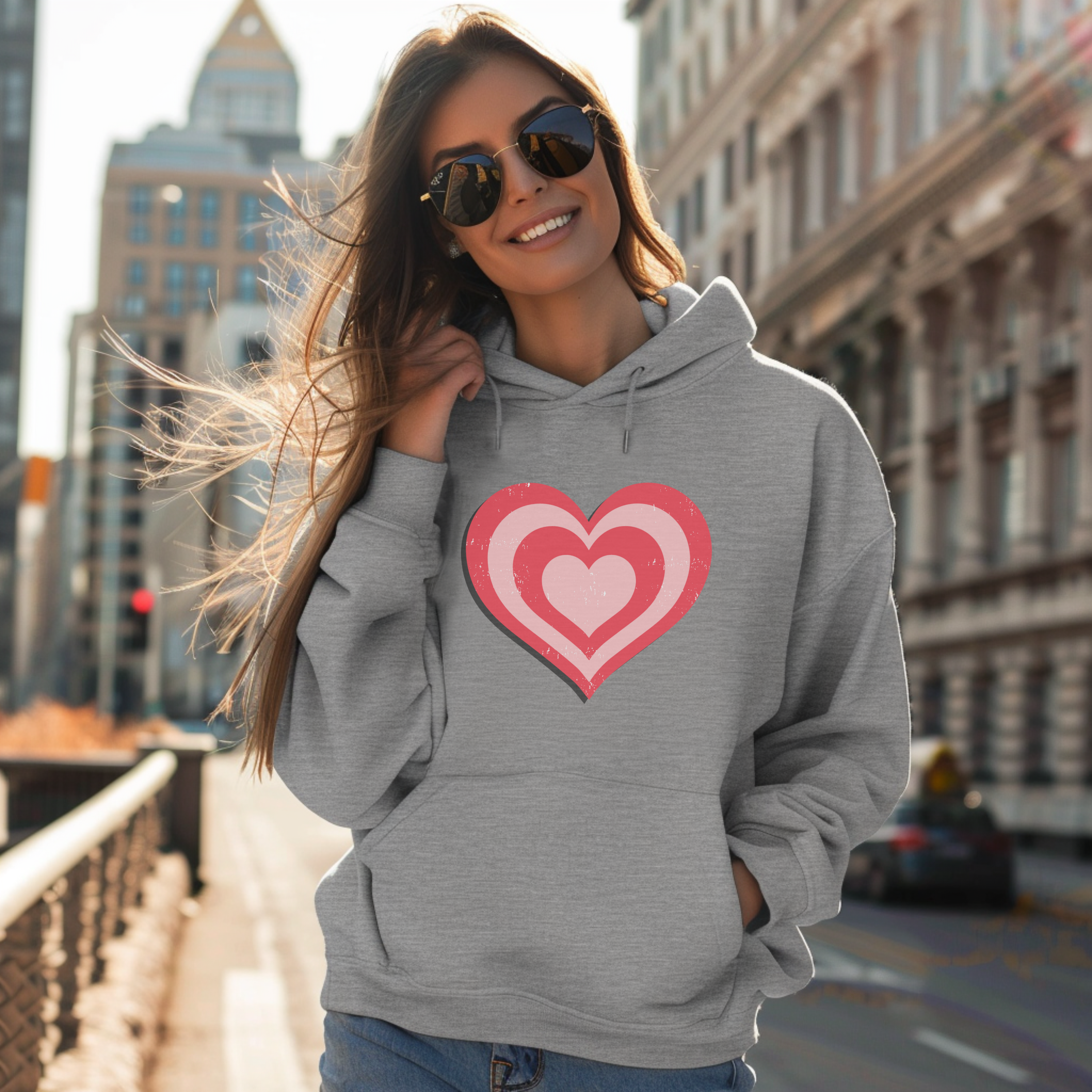 Retro Heart Graphic Hoodie – Unisex Valentine’s Sweatshirt
