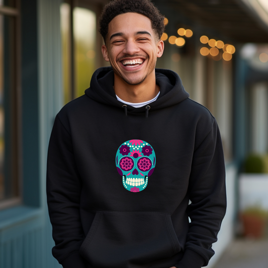 Sugar Skull Hoodie — Colorful Day of the Dead Skull Design