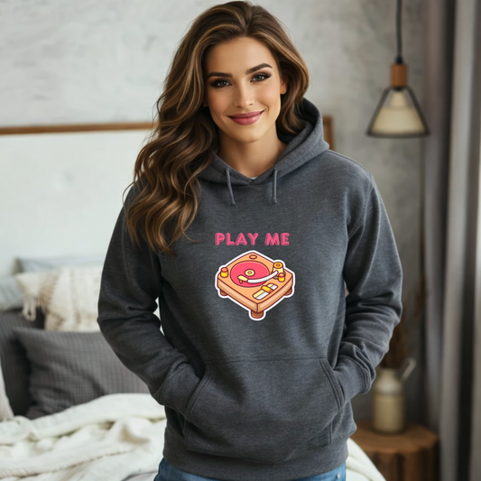 Retro Vinyl Turntable Hoodie - Unisex Vintage Record Player Sweatshirt